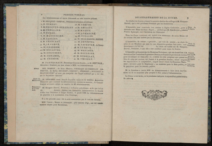 Délibérations du conseil du département : « Procès-verbal des séances du conseil général du département de la Somme en sa session de 1791. » Impression du registre précédent (L 70)