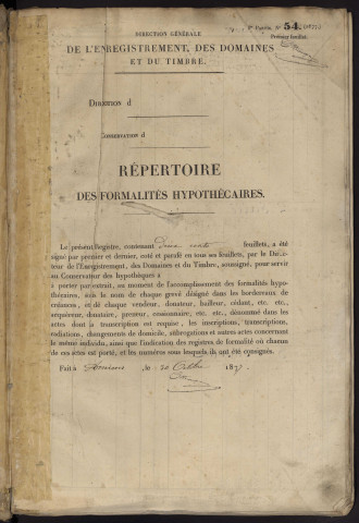 Répertoire des formalités hypothécaires, du 23/01/1879 au 07/04/1879, registre n° 310 (Abbeville)