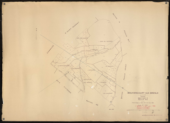 Plan du cadastre rénové - Bouvaincourt-sur-Bresle : section A2
