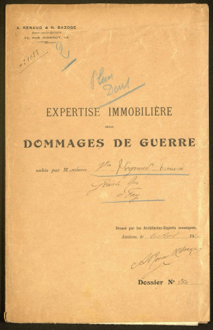 Fay. Demande d'indemnisation des dommages de guerre : dossier Legrand