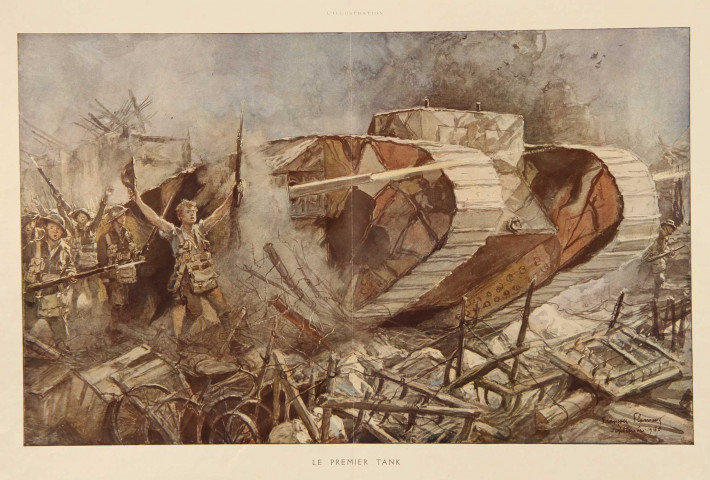 Croquis de guerre réalisés dans la Somme par François Flameng et Charles Hoffbauer en 1916 et publiés dans le journal "L'Illustration" en 1917-1918