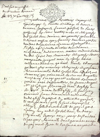 Etude de Me Jean Baptiste Fournier à Amiens (étude n°4). Minutes de l'année 1727