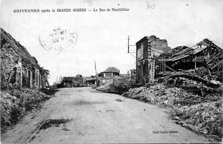 Grivesnes après la Grande Guerre - La rue de Montdidier