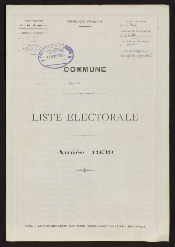 Liste électorale : Bouchon