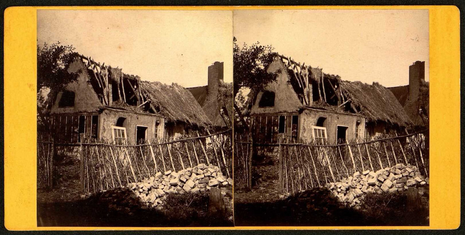 Beaucamps-le-Vieux. Les dégâts de la tornade du 10 août 1895 : une maison détruite