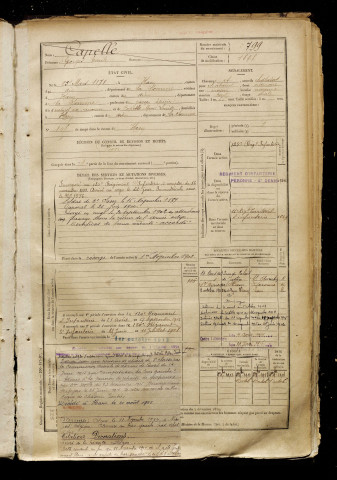 Capelle, Georges Emile, né le 25 mars 1878 à Ham (Somme), classe 1898, matricule n° 799, Bureau de recrutement de Péronne