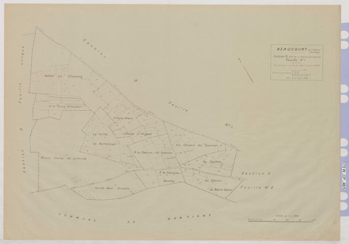 Plan du cadastre rénové - Beaucourt-sur-l'Hallue : section C1
