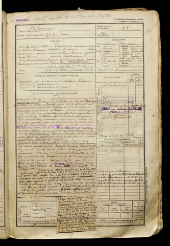 Lesenne, Armand Charles Bernard, né le 20 août 1896 à Quesnoy-sur-Airaines (Somme), classe 1916, matricule n° 45, Bureau de recrutement d'Amiens