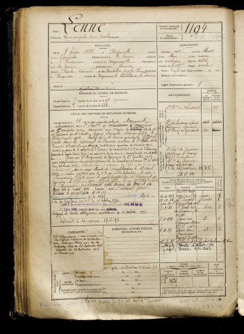 Lenne, Herménégilde Henri Eusèbe, né le 08 février 1888 à Aigneville (Somme), classe 1908, matricule n° 1194, Bureau de recrutement d'Abbeville
