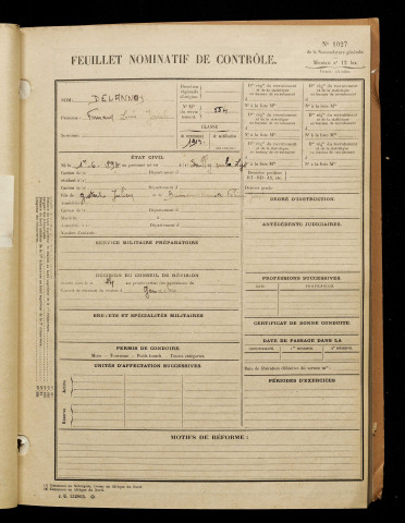 Delannoy, Fernand Louis Joseph, né le 01 juin 1893 à Sailly-sur-la-Lys (Pas-de-Calais), classe 1913, matricule n° 554, Bureau de recrutement d'Abbeville
