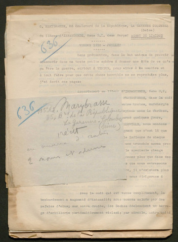 Témoignage de Marybrasse, Georges (Agent de liaison) et correspondance avec Jacques Péricard