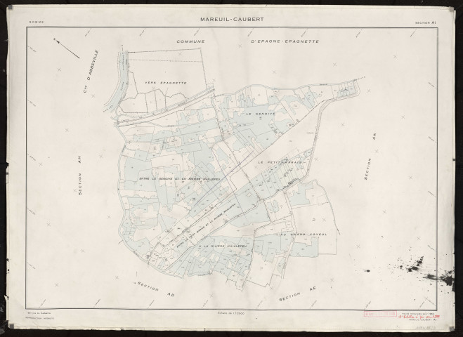 Plan du cadastre rénové - Mareuil-Caubert : section AI