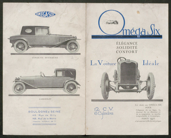 Publicités automobiles : Oméga-Six