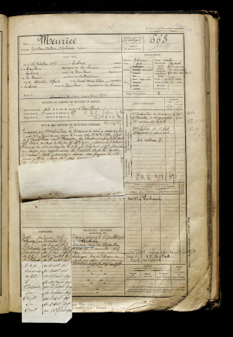 Meurice, Gustave Arthur Alphonse, né le 16 octobre 1898 à Lucheux (Somme), classe 1918, matricule n° 663, Bureau de recrutement d'Abbeville