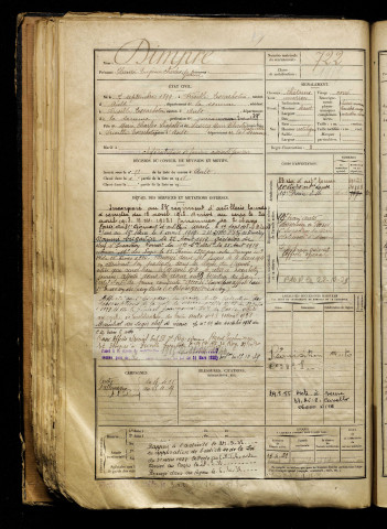 Dimpre, Henri Eugène Charles Gabriel, né le 07 septembre 1899 à Friville-Escarbotin (Somme), classe 1919, matricule n° 722, Bureau de recrutement d'Abbeville