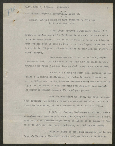 Témoignage de Bouzat, Emile et correspondance avec Jacques Péricard