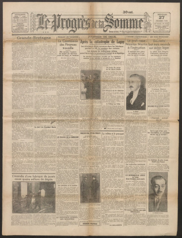 Le Progrès de la Somme, numéro 19844, 27 décembre 1933