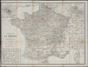 Carte des chemins de fer de la France au 1/1 200 000e, avec en médaillons les lignes traversant certaines villes au 1/500 000e