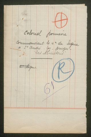 Témoignage de Bonnevie (Colonel) et correspondance avec Jacques Péricard