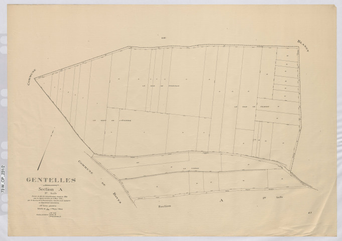 Plan du cadastre rénové - Gentelles : section A1