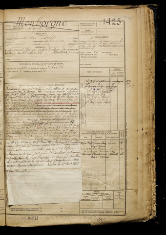 Monborgne, Adolphe Augustin, né le 04 septembre 1897 à Ault (Somme), classe 1917, matricule n° 1425, Bureau de recrutement d'Amiens