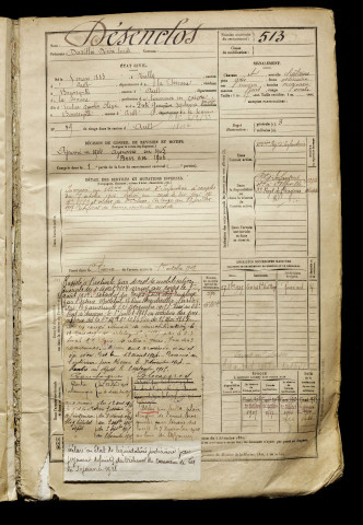 Désenclos, Dosithé Désiré Emile, né le 05 mars 1883 à Tully (Somme), classe 1903, matricule n° 513, Bureau de recrutement d'Abbeville
