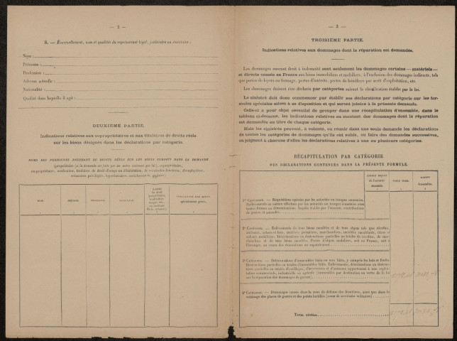 Ham. Demande d'indemnisation des dommages de guerre : dossier Leujene-Dombrois