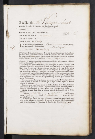 Contrôle des actes du bureau de Conty pour la période du 18 avril 1733 au 5 avril 1735