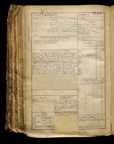 Hénin, Jules Pierre Auguste, né le 01 juin 1897 à Buigny-lès-Gamaches (Somme), classe 1917, matricule n° 1396, Bureau de recrutement d'Abbeville