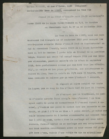 Témoignage de Fourdin, Gaston (Capitaine) et correspondance avec Jacques Péricard