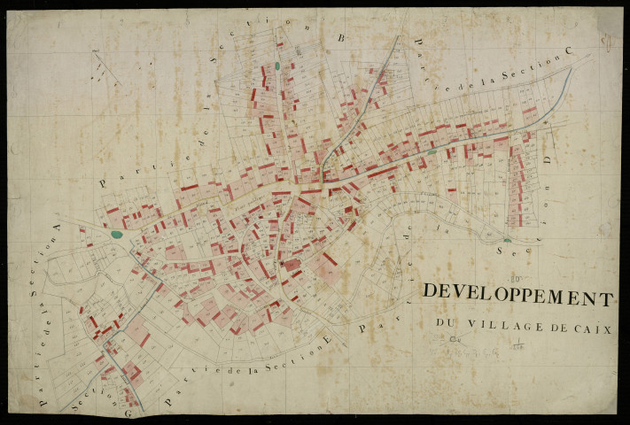 Plan du cadastre napoléonien - Caix : Village de Caix (le), A, B, C, D, E, et G