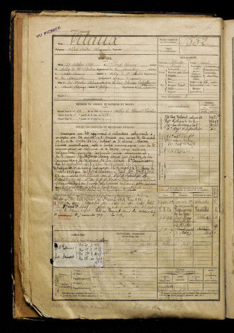 Vitaux, Alfred André Alexandre, né le 29 octobre 1899 à Pont-Remy (Somme), classe 1919, matricule n° 552, Bureau de recrutement d'Abbeville