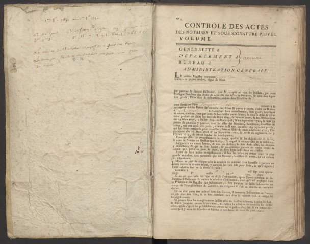 Contrôle des actes du bureau d’Amiens pour la période du 20 mai 1790 au 6 décembre 1790
