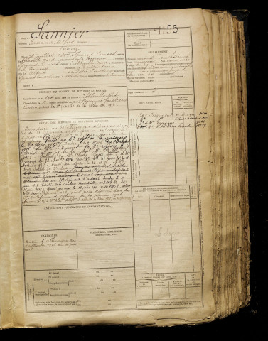 Sannier, Fernand Alfred, né le 26 juillet 1897 à Grand-Laviers (Somme), classe 1917, matricule n° 1155, Bureau de recrutement d'Abbeville