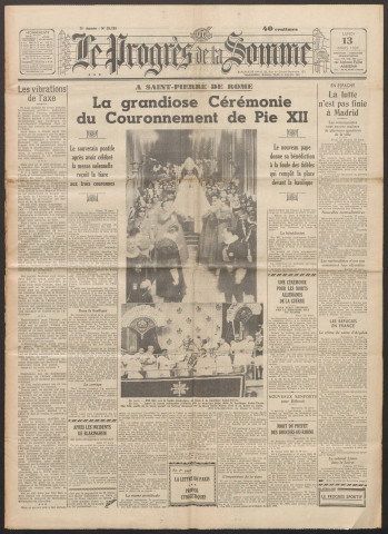 Le Progrès de la Somme, numéro 21723, 13 mars 1939