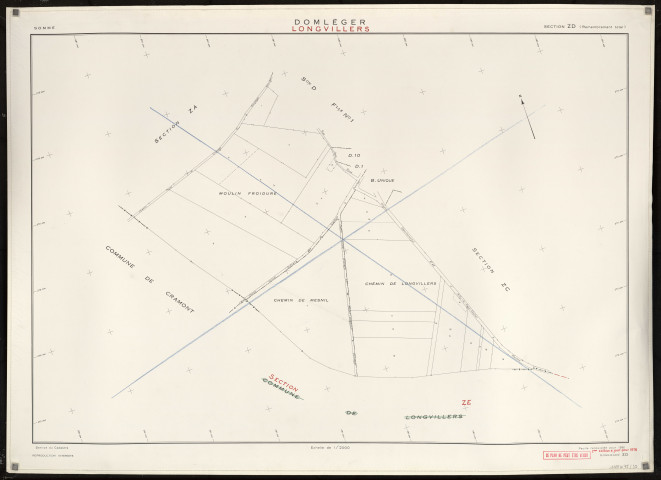 Plan du cadastre rénové - Domléger-Longvillers : section ZD