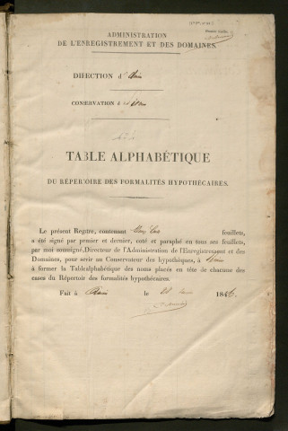 Table du répertoire des formalités, de Cordo à Danz, registre n° 4 (Péronne)