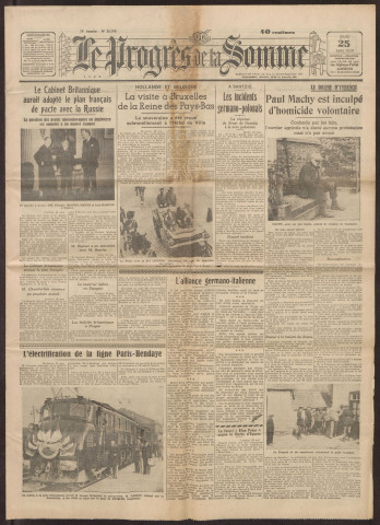 Le Progrès de la Somme, numéro 21796, 25 mai 1939