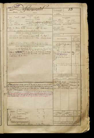 Dufourmentel, André Paul, né le 05 août 1896 à Senlis (Oise), classe 1916, matricule n° 15, Bureau de recrutement de Péronne