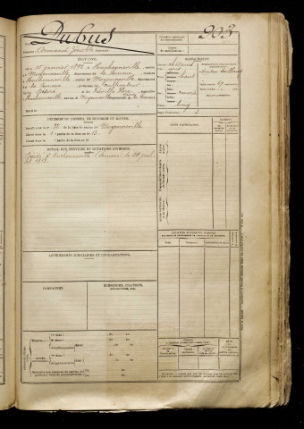 Dubus, Armand Zénoble, né le 10 janvier 1892 à Huchenneville (Somme), classe 1912, matricule n° 903, Bureau de recrutement d'Abbeville