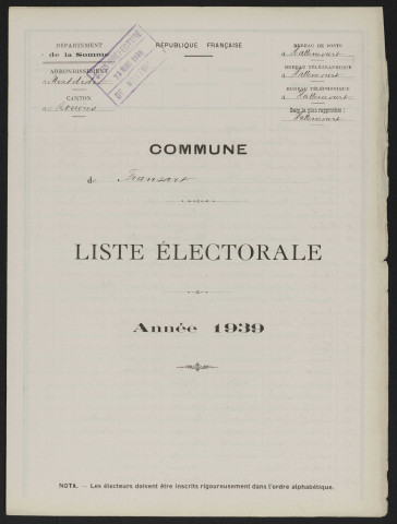 Liste électorale : Fransart