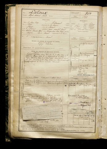 Laloux, Alfred Médard Achille, né le 07 juin 1879 à Hattencourt (Somme), classe 1899, matricule n° 864, Bureau de recrutement de Péronne