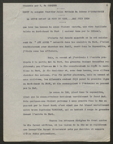 Témoignage de Bordais, Jules et correspondance avec Jacques Péricard