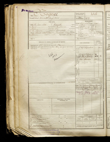 Nogent, Abel Narcisse Eugène, né le 13 juin 1901 à Eppeville (Somme), classe 1921, matricule n° 446, Bureau de recrutement de Péronne