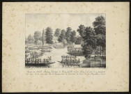 Arrivée de S.A.R. Madame, Duchesse de Berry, à l'Ile du pré Porus, à la suite de sa promenade sur l'eau, le 31 Août 1825 lors de l'inauguration de l'ouverture du Canal du Duc d'Angoulême à Amiens