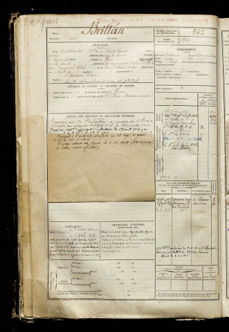 Brillan, André, né le 07 novembre 1893 à Saint-Quentin (Aisne), classe 1913, matricule n° 562, Bureau de recrutement de Péronne
