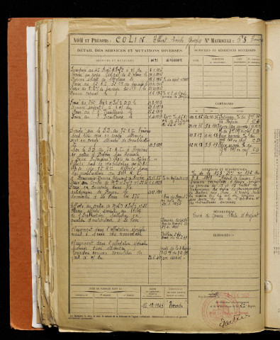 Colin, Albert Emile Georges, né le 13 février 1897 à Morvillers-Saint-Saturnin (Somme), classe 1917, matricule n° 68, Bureau de recrutement d'Amiens