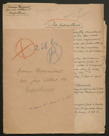 Témoignage de Doumont, Marius (Sergent) et correspondance avec Jacques Péricard