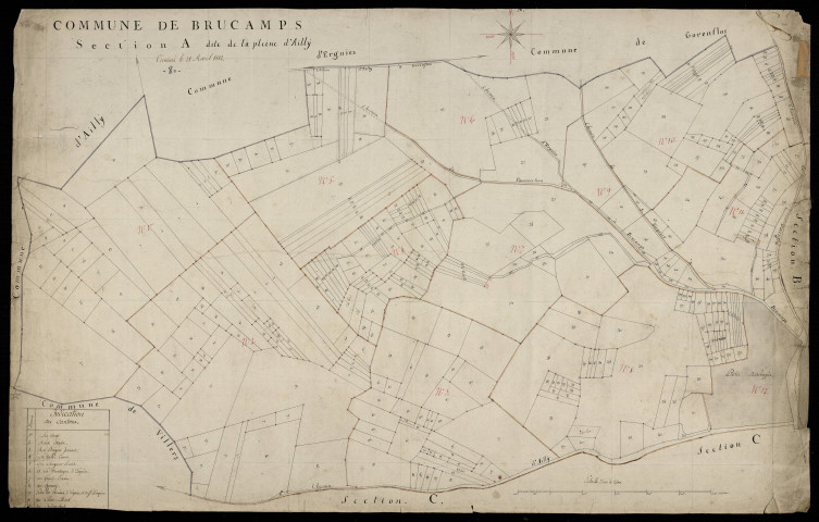 Plan du cadastre napoléonien - Brucamps : Pleine d'Ailly (La), A