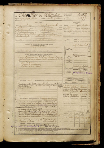 Chevallier De Villepoix, Eugène Joseph Horace Socrate Gaétan, né le 19 avril 1877 à Vaux-Marquenneville (Somme), classe 1897, matricule n° 453, Bureau de recrutement d'Amiens